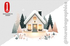Winter House Clipart - PNG File Product Image 1
