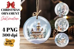 Christmas ornament sublimation. Christmas house 4 design PNG Product Image 1