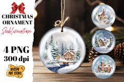 Christmas ornament sublimation. Christmas house 4 design PNG Product Image 1