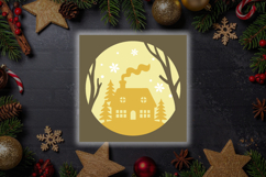 Winter House scene Christmas Shadow Box Product Image 1
