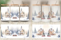 Glass Can Wraps Watercolor Texture Winter House Product Image 2