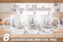 Watercolor Texture Winter House Mug sublimation design Product Image 1