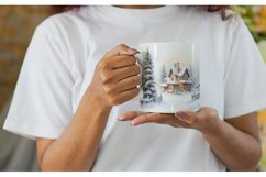 Watercolor Texture Winter House Mug sublimation design Product Image 2