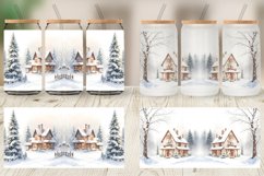 Glass Can Wraps Watercolor Texture Winter House Product Image 3