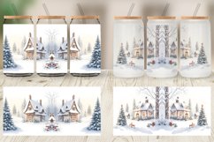 Glass Can Wraps Watercolor Texture Winter House Product Image 4