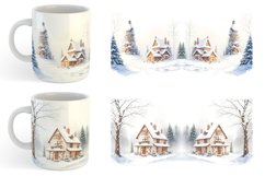 Watercolor Texture Winter House Mug sublimation design Product Image 3