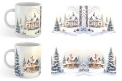 Watercolor Texture Winter House Mug sublimation design Product Image 4