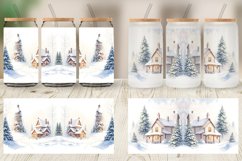 Glass Can Wraps Watercolor Texture Winter House Product Image 5