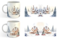 Watercolor Texture Winter House Mug sublimation design Product Image 5