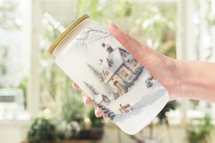 Glass Can Wraps Watercolor Texture Winter House Product Image 6