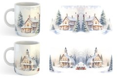 Watercolor Texture Winter House Mug sublimation design Product Image 6