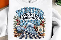 Winter Is My Favorite Season Cozy Blue Winter Snowflake PNG Product Image 2