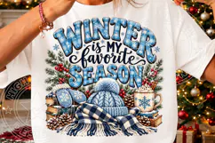 Winter Is My Favorite Season Cozy Blue Winter Snowflake PNG Product Image 3