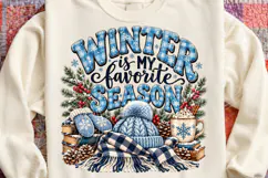 Winter Is My Favorite Season Cozy Blue Winter Snowflake PNG Product Image 4