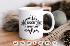Winter kisses & snowflake wishes svg, snowflake svg, christmas svg, christmas svg files, svg christmas shirts, christmas png, holiday svg