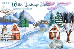 Winter Landscape Watercolor Cliparts Product Image 1