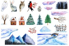 Winter Landscape Watercolor Cliparts Product Image 2