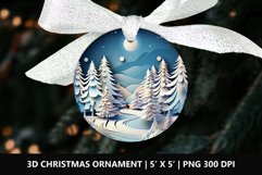 3D Christmas Round Ornament PNG | Winter Landscape Product Image 1