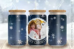 Christmas 16 oz libbey can glass, photo frame glass can Product Image 1
