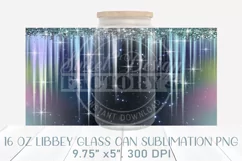 Christmas 16 oz libbey glass can, snow and glitters PNG Product Image 2