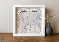 Merry Christmas Winter Scape Lightbox SVG Papercut template Product Image 2