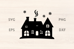 Winter Cottage SVG Scene Product Image 1