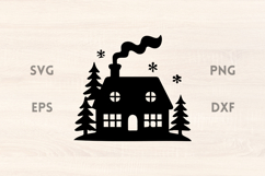 Winter House Christmas Scene SVG Product Image 1