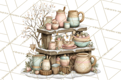 Winter Market Stall Clipart, Cozy Winter Market PNG Product Image 3