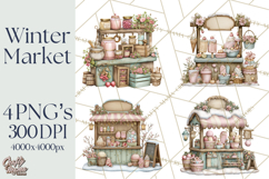 Winter Market Stall Clipart, Cozy Winter Market PNG Product Image 1