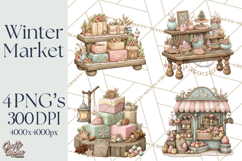 Winter Market Stall Clipart, Cozy Winter Market PNG Product Image 1