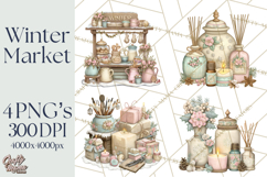 Winter Market Stall Clipart, Cozy Winter Market PNG Product Image 1