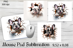 3d Dog Mouse Pad Sublimation|White Cracked Hole Product Image 1