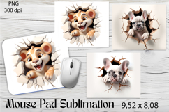 3d Dog Mouse Pad Sublimation|White Cracked Hole Product Image 1