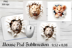 3d lion Mouse Pad Sublimation|Broken Brick Wall Product Image 1