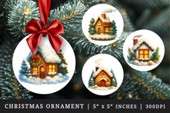 Winter round ornaments sublimation design Product Image 1
