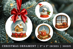 Winter round ornaments sublimation design Product Image 1