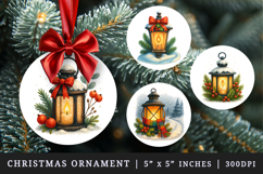 Winter round ornaments sublimation design Product Image 1