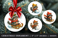 Winter round ornaments sublimation design Product Image 1