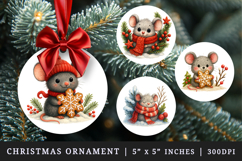Winter round ornaments sublimation design Product Image 1