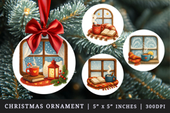 Winter round ornaments sublimation design Product Image 1