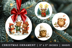 Winter round ornaments sublimation design Product Image 1
