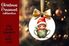 Christmas elf Ornament Sublimation, Round Ornament Png Product Image 8