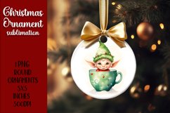 Christmas elf Ornament Sublimation, Round Ornament Png Product Image 9