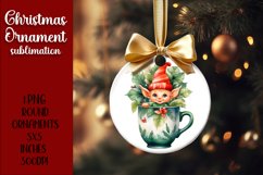 Christmas elf Ornament Sublimation, Round Ornament Png Product Image 10