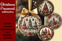 Christmas Vintage tree Ornament Sublimation, Round Png Product Image 1