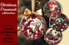 Vintage Santa Ornament Sublimation, Round Ornament Png Product Image 1