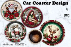 Christmas patchwork decor Sublimation car Coaster Product Image 1