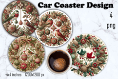 Christmas patchwork decor Sublimation car Coaster Product Image 1