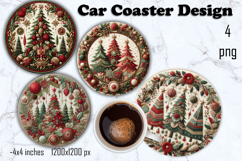 Christmas patchwork decor Sublimation car Coaster Product Image 1