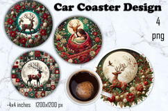 Christmas patchwork decor Sublimation car Coaster Product Image 1